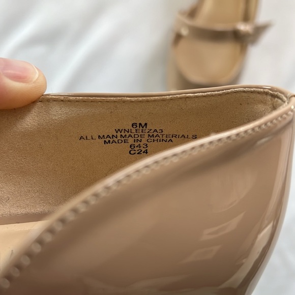Nine West Nude Patent Leather “Leeza” Pointed Toe Mary Jane Flats - Picture 10 of 10